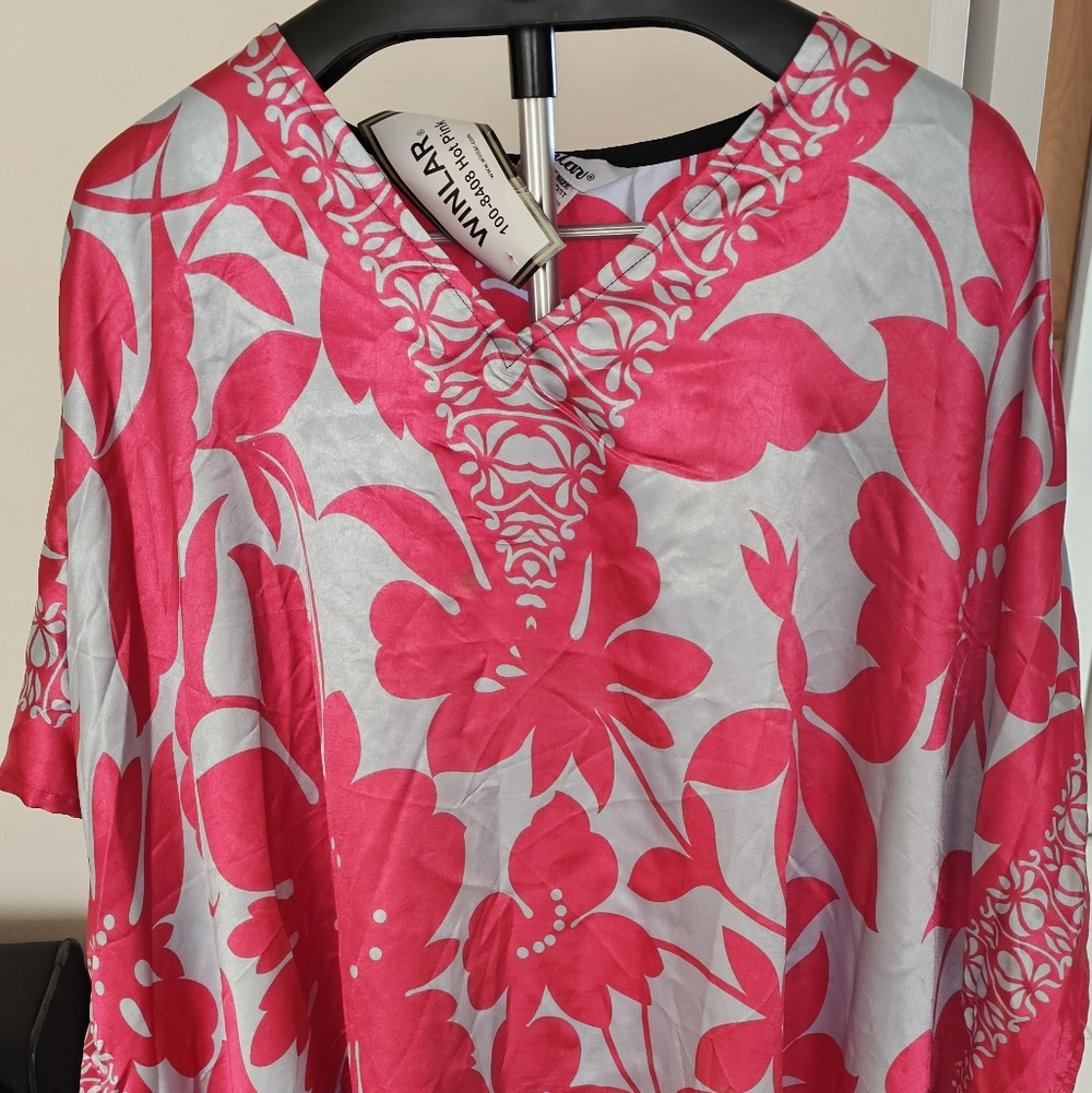 Vibrant Pink Floral Women's Caftan